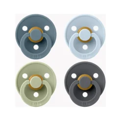 BIBS Colour Pacifier 4 Pack- Petrol/ Sage/ Baby Blue/ Iron