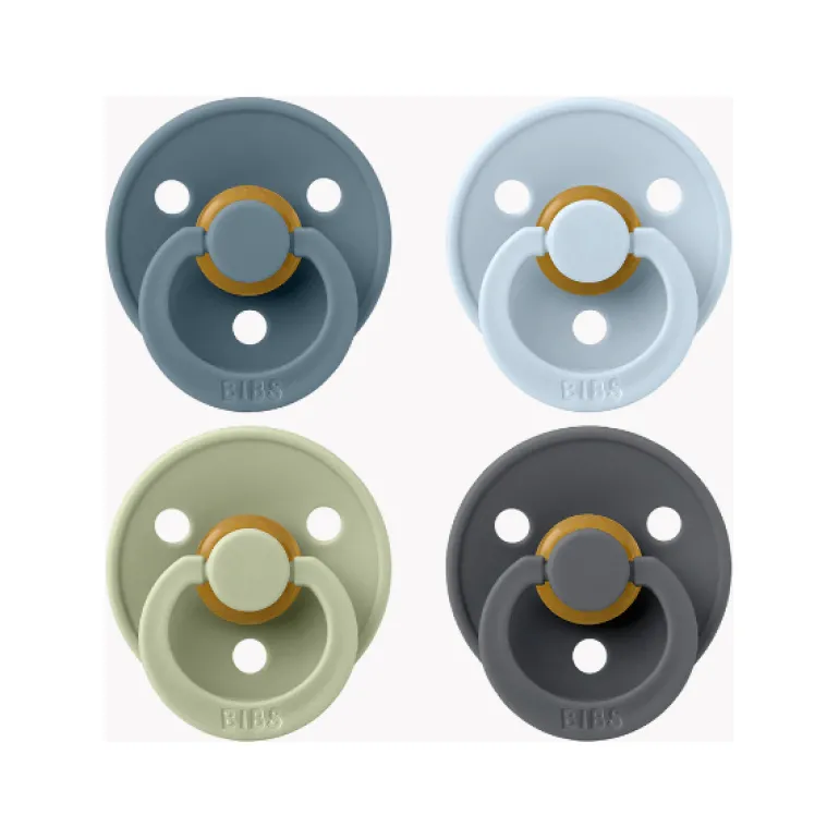 BIBS Colour Pacifier 4 Pack- Petrol/ Sage/ Baby Blue/ Iron