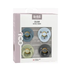 BIBS Colour Pacifier 4 Pack- Petrol/ Sage/ Baby Blue/ Iron