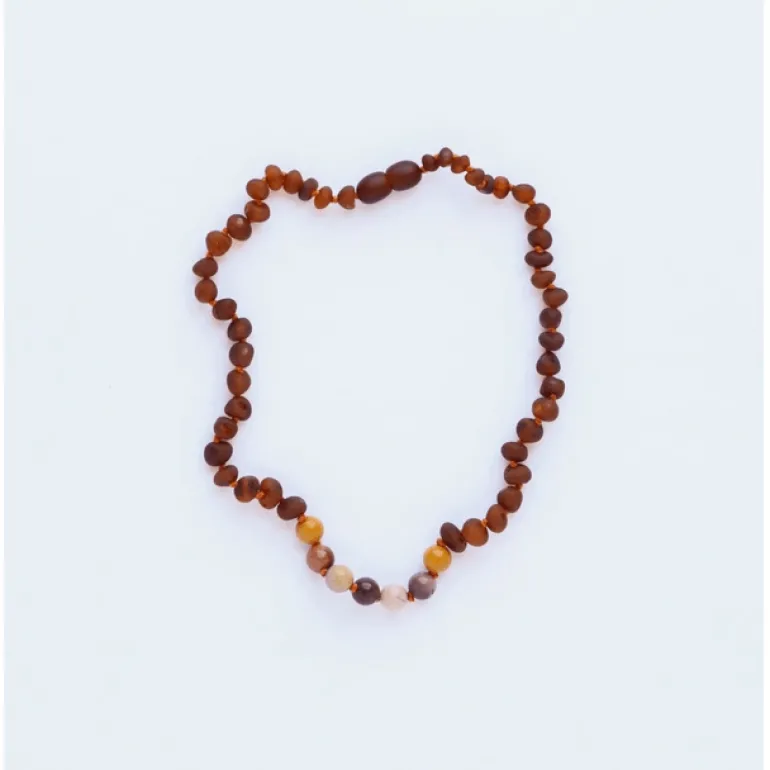 Canyonleaf Kids Raw Cognac Amber + Mookaite Jasper Necklace