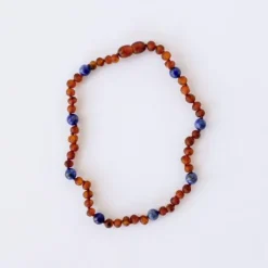 Canyonleaf Kids Raw Cognac Baltic Amber + Lapis Lazuli - Halo Necklace