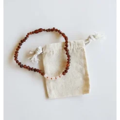 Canyonleaf Kids Raw Cognac Amber + Rose Quartz Necklace