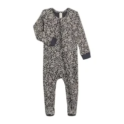 Colored Organics Peyton Footed Sleeper - Chicory Floral/ Navy