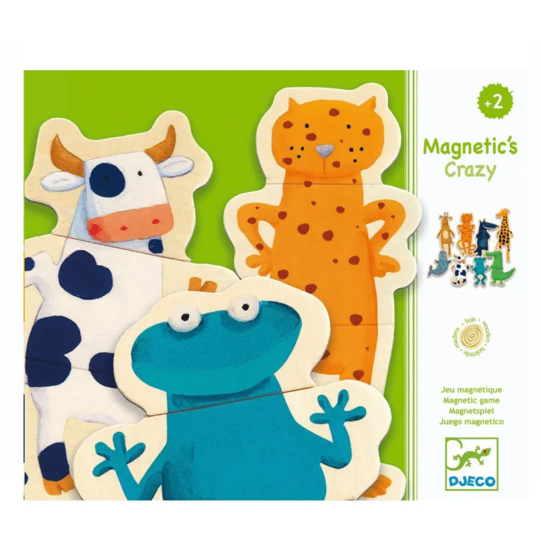 Djeco Wood Magnetics - Crazy Animal Mix & Match
