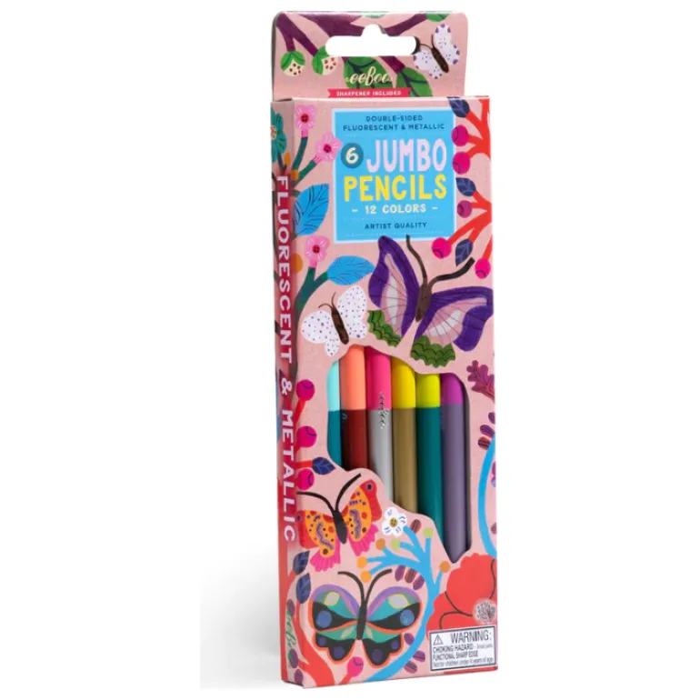 eeBoo Butterfly 6 Jumbo Double-Sided Pencils