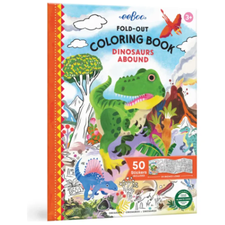 eeBoo Fold-Out Coloring Book - Dinosaurs Abound