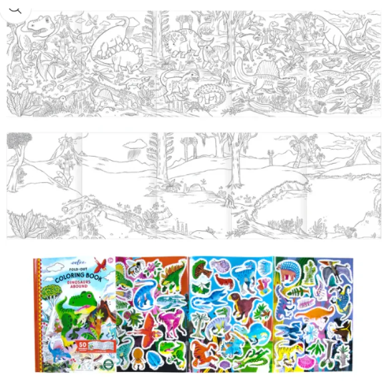 eeBoo Fold-Out Coloring Book - Dinosaurs Abound