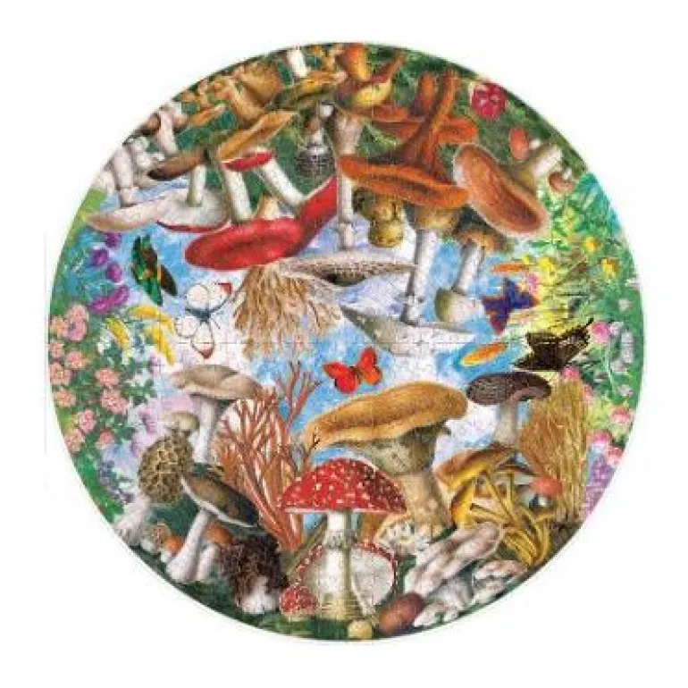 eeboo Mushrooms and Butterflies 500 Piece Round Puzzle