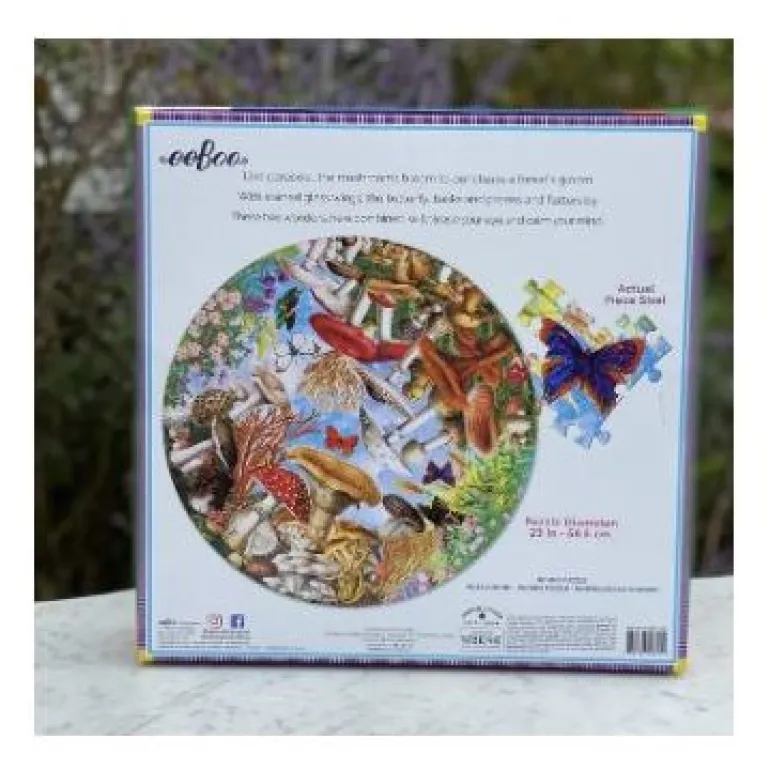 eeboo Mushrooms and Butterflies 500 Piece Round Puzzle