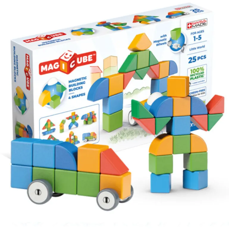 GeoMag Magicube Shapes Recycled Building Blocks- 25 pcs