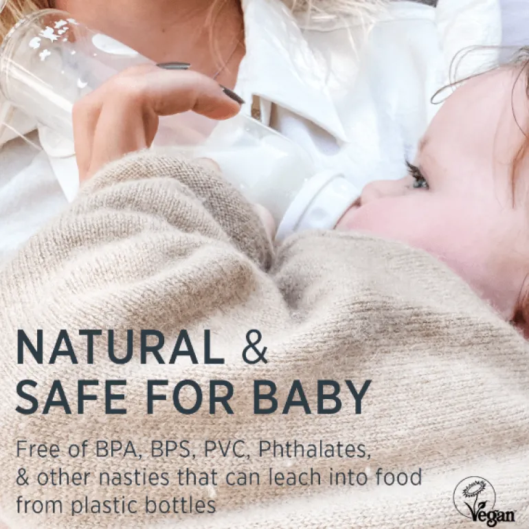 Hevea Standard Neck Glass Baby Bottles- 240ML/ 8oz, Two-Pack