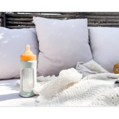 Hevea Wide Neck Baby Glass Bottle with Sleeve- 150ML/5OZ, single