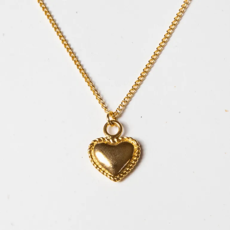 Kindred Objects- Vintage Heavy Gold Heart Charm Necklace