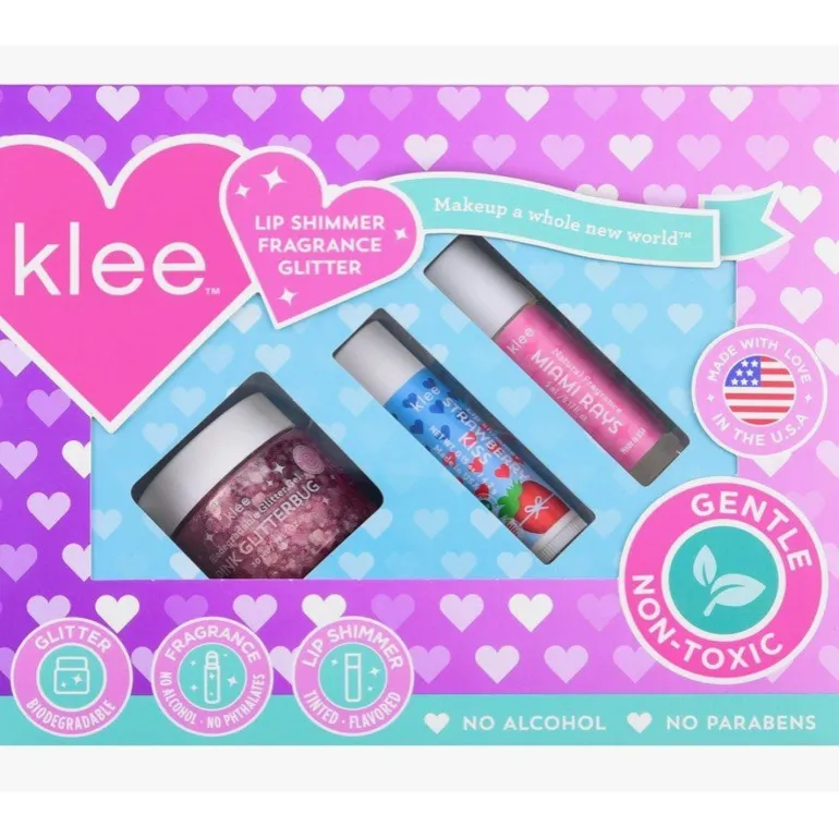 Klee Naturals Bioglitter, Fragrance and Lip Shimmer Set- Upside Down