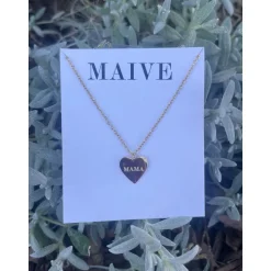 Maive Jewelry- Mama Heart Necklace, Gold