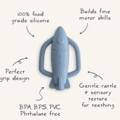 Mushie Rattle Teether- Rocket