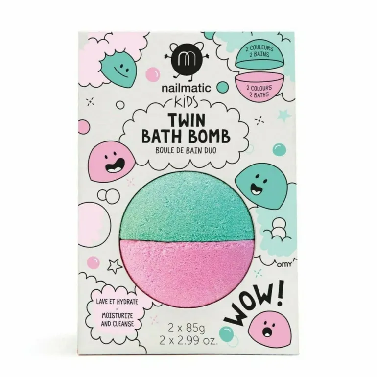 Nailmatic Kids Twin Bath Bomb - Pink/Green Lagoon