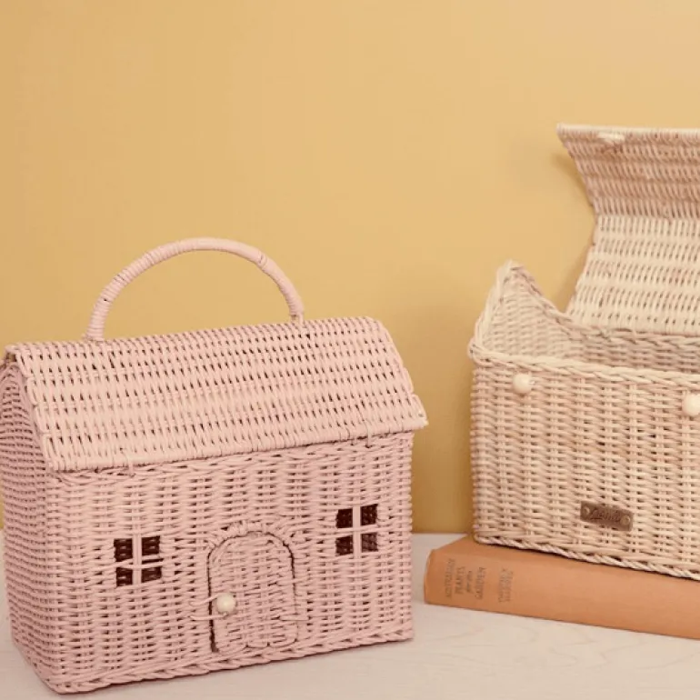 Olli Ella Rattan Casa Clutch Rose