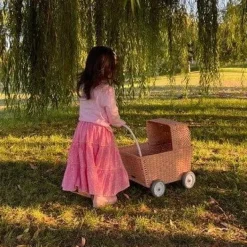 Olli Ella Rattan Strolley - Seashell Pink