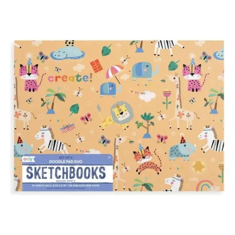 Ooly Doodle Pad Duo Sketchbooks: Safari Party - set of 2