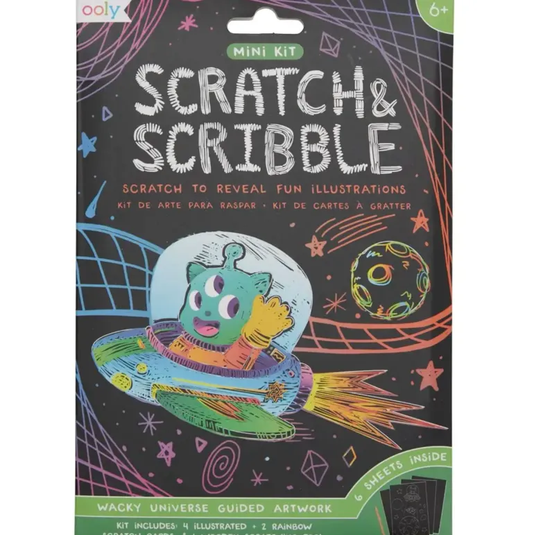 Ooly Mini Scratch & Scribble Art Kit- Wacky Universe