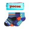 Pacas Toddler Gripper Socks 3 Pack- Bolts/ Stripes
