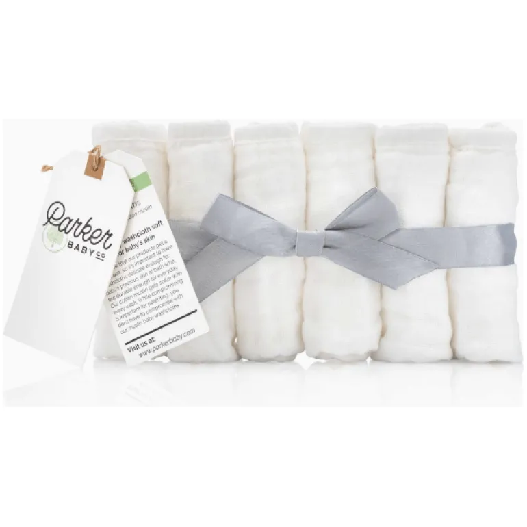 Parker Baby Company Muslin Cotton Baby Washcloths- 6 Pack