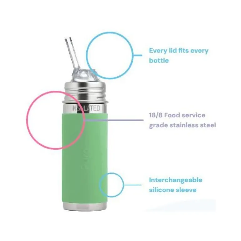 Pura Insulated Kiddo Straw Cup w/ Sleeve - Moss