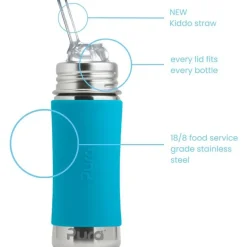 Pura Non-Insulated Kiddo Straw Cup w/ Sleeve - Aqua