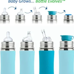 Pura Non-Insulated Kiddo Straw Cup w/ Sleeve - Aqua