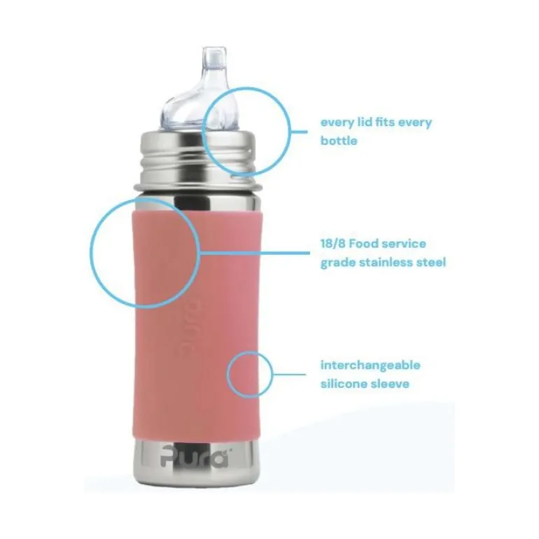 Pura Non-Insulated Sippy Cup w/ Sleeve - Rose