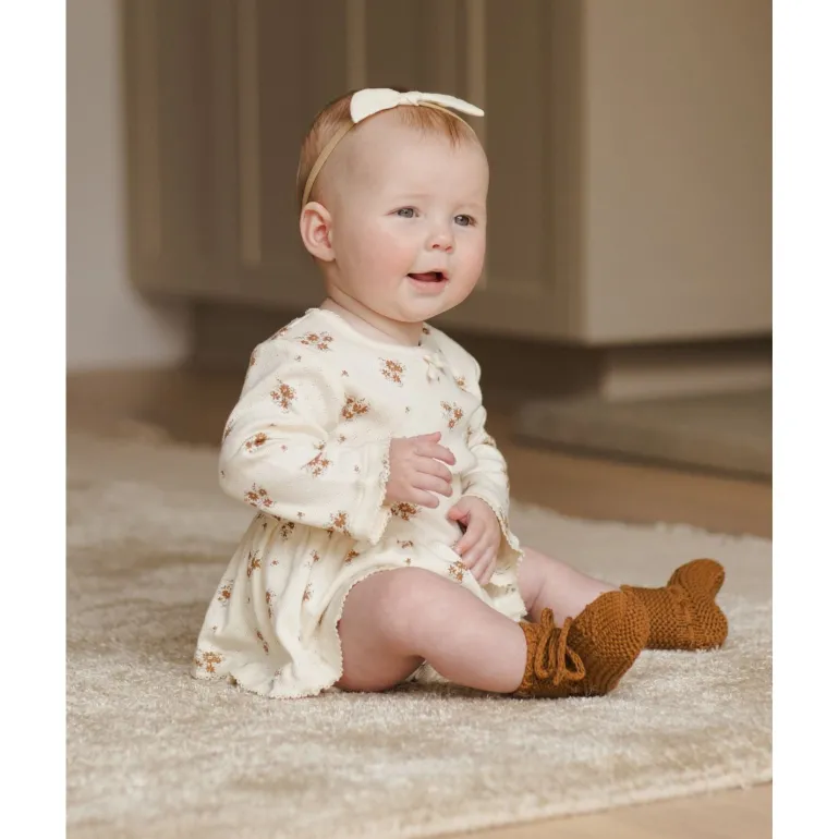 Quincy Mae Long Sleeve Ruffle V Dress - Autumn Flora