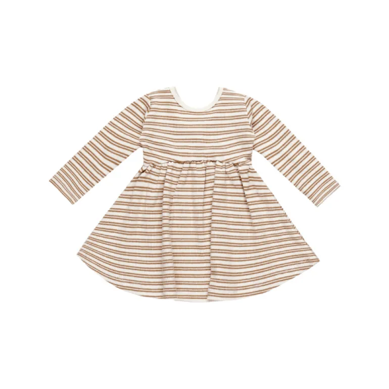 Quincy Mae Ribbed Long Sleeve Dress - Golden Stripe