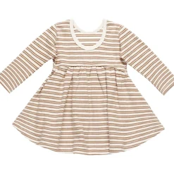 Quincy Mae Ribbed Long Sleeve Dress - Golden Stripe