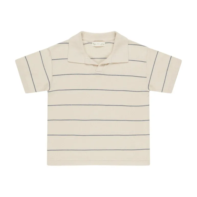 Rylee + Cru Chandler Knit Polo - Blue Stripe