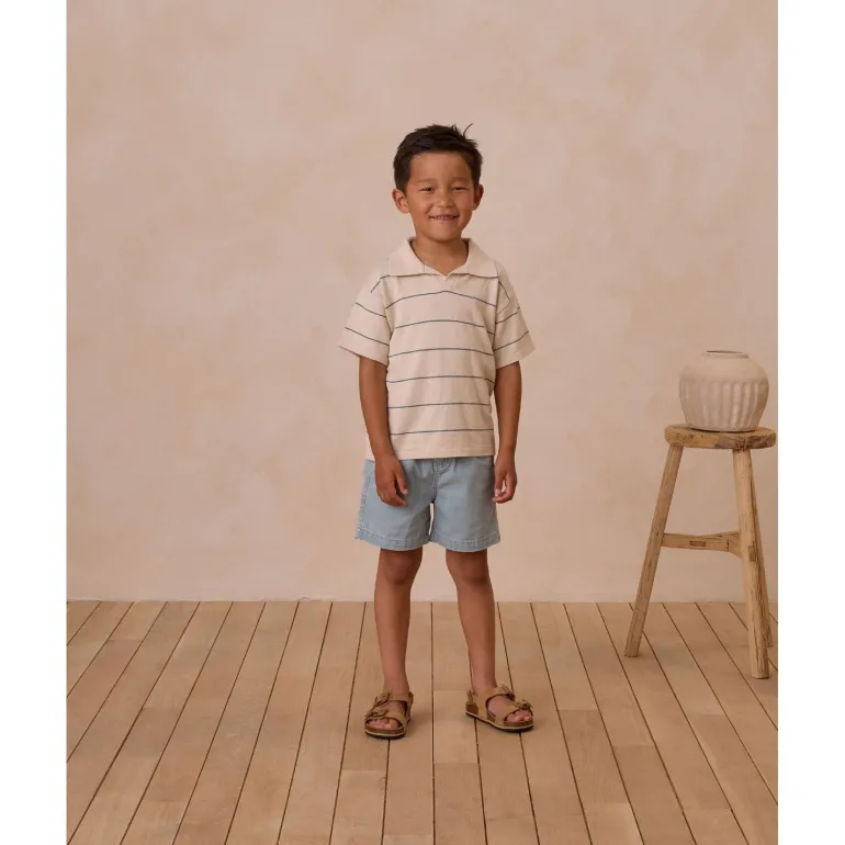Rylee + Cru Chandler Knit Polo - Blue Stripe