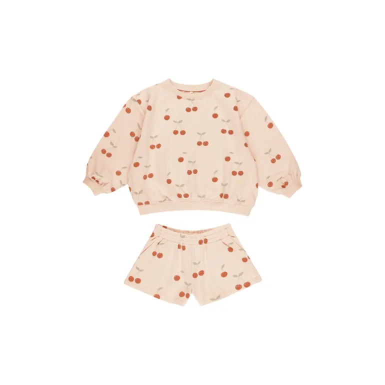 Rylee + Cru Summer Terry Set- Cherries