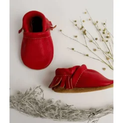 Starry Knight Moccasin Booties- Cherry Red