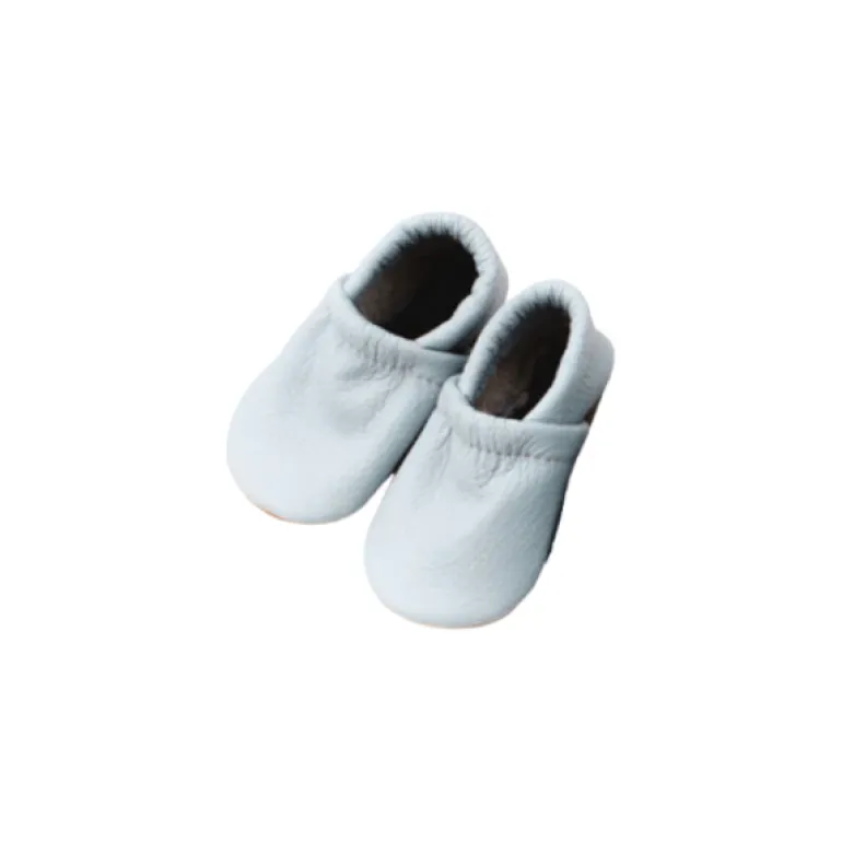 Starry Knight Spring Leather Moccasin Baby Booties- Powder Blue