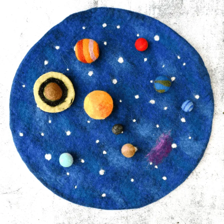 Tara Treasures Solar System Outer Space Plat Mat With Felt Planets