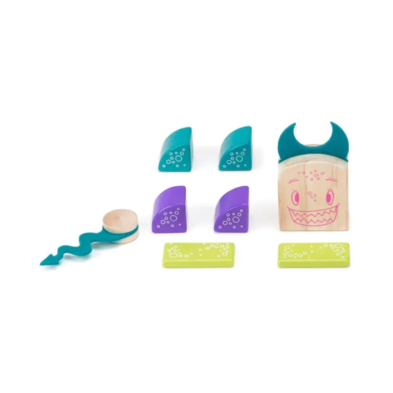 Tegu- Pip Magnetic Wooden Blocks Sticky Monsters, 8 pieces