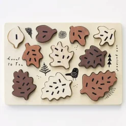 Wee Gallery Wooden Tray Puzzle - Count to 10 Leaves